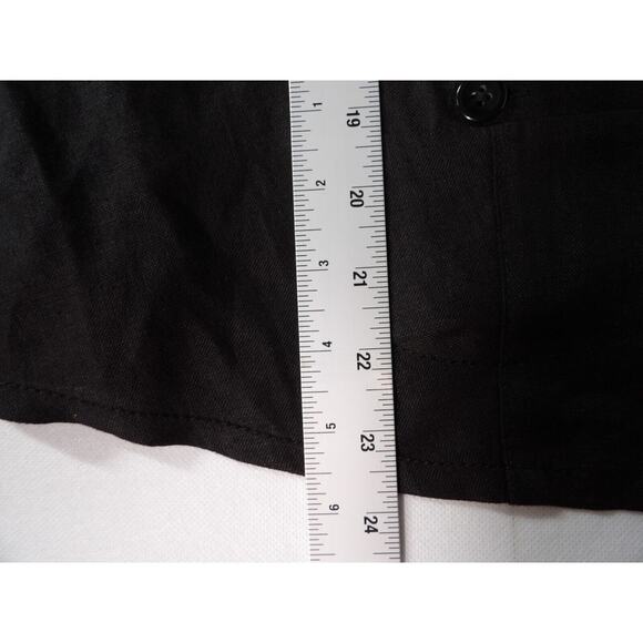 Talbots Irish Linen Blouse 12W Black Button Up Beach Lagenlook Coastal Casual - Picture 7 of 9